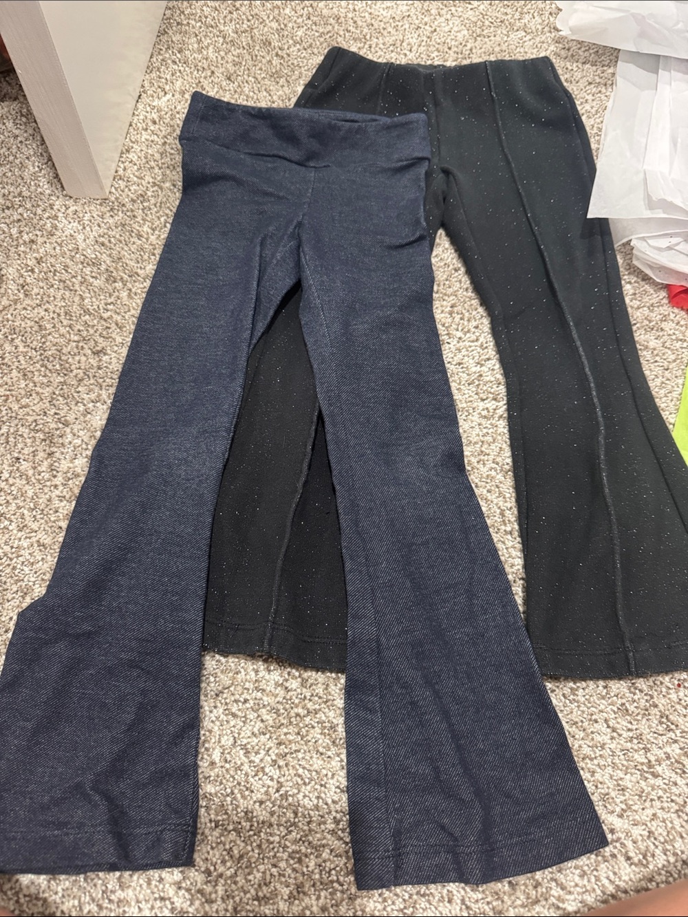 Girls' Navy and Black Sparkle Bootcut Pants - cat & jack xs 4-5